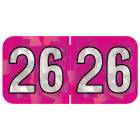 Arden Label HFYM-26-T4 PMA Holographic Fuchsia 2026 Year Labels - Size 3/4" H x 1 1/2" W