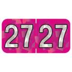 Arden Label HFYM-27-T4 PMA Holographic Fuchsia 2027 Year Labels - Size 3/4" H x 1 1/2" W