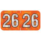Arden Label HOYM-26-T4 PMA Holographic Orange 2026 Year Labels - Size 3/4" H x 1 1/2" W