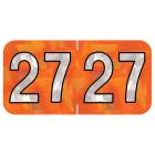Arden Label HOYM-27-T4 PMA Holographic Orange 2027 Year Labels - Size 3/4" H x 1 1/2" W