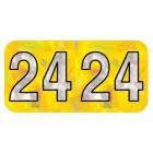 2024 Year Labels - Holographic Yellow - Size 3/4" H x 1 1/2" W