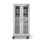 Capsa LSC-T2736-G-GEN FLX Classic Edition Stainless Steel Storage Cabinet with Double Glass Door and Casters - 4 Slot Shelves