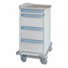 Capsa M-Series M2PC Standard Punch Card Medication Cart with (1) 3.75" Supply Drawer, (3) 10" Punch Card Drawers, Key Lock, Blue-Gray Accent Color.  Image shown with Pullout Writing Surface - NOT included