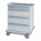 Capsa M-Series M4PC Standard Punch Card Medication Cart with (1) 3.75" Supply Drawer, (3) 10" Punch Card Drawers, Key Lock, Blue-Gray Accent Color