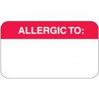 ALLERGIC TO Label - Size 1 1/2"W x 7/8"H - Box of 250