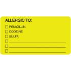 ALLERGIC TO Label - Size 3 1/4"W x 1 3/4"H - Fluorescent Chartreuse