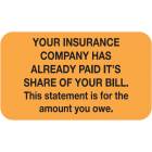 YOUR INSURANCE COMPANY HAS ALREADY PAID Label - Size 1 1/2"W x 7/8"H