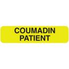 COUMADIN PATIENT Label - Size 1 1/4"W x 5/16"H