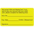 WE ACCEPT VISA and MASTERCARD Label - Size 3 1/4"W x 1 3/4"H