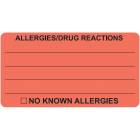 ALLERGIES DRUG REACTIONS Label - Size 3 1/4"W x 1 3/4"H - Fluorescent Red