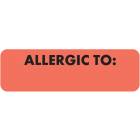 ALLERGIC TO Label - Size 2 1/2"W x 3/4"H - Fluorescent Red