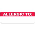 ALLERGIC TO Label - Size 3"W x 1"H - Red and White