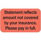 STATEMENT REFLECTS AMOUNT NOT COVERED Label - Size 1 1/2"W x 7/8"H