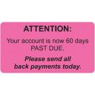 ATTENTION YOUR ACCOUNT IS NOW 60 DAYS PAST DUE Label - Size 3 1/4"W x 1 3/4"H