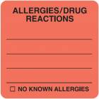 ALLERGIES DRUG REACTIONS Label - Size 2"W x 2"H