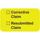 CORRECTIVE CLAIM RESUBMITTED CLAIM Label - Size 1 1/2"W x 7/8"H