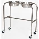 Stainless Steel Double Bowl Ring Stand with H-Brace