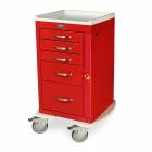 Harloff MDS1824B05 M-Series Mini Width Short Emergency Crash Cart Five Drawers with Breakaway Lock, 5" Casters