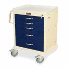 Harloff MDS2421K05 M-Series Medium Width X-Short Cart Five Drawers with Key Lock.  Cart shown with a Cream body and Navy drawers.