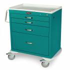 Harloff MDS3024K14 M-Series Standard Width Short Anesthesia Cart Four Drawers with Key Lock.  Color shown is Teal.