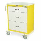 Harloff MDS3030E03 M-Series Standard Width Tall Isolation Cart Three Drawers with Basic Electronic Pushbutton Lock.  Cart shown with a Yellow body and White drawers.