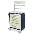 Harloff MPA3030E07+MD30-ANS A-Series Lightweight Aluminum Standard Width Tall Anesthesia Cart Seven Drawers with Basic Electronic Pushbutton Lock, MD30-ANS Package.  Color shown with a Navy body and Cream drawers.