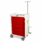 Harloff MR6B-EMG MR-Conditional Emergency Cart Six Drawer with Breakaway Lock, Accessory Package.  Color shown with a White body and Red drawers.