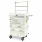 Harloff MR6K-MAN MR-Conditional Anesthesia Cart Six Drawer with Key Lock, Accessory Package.  Color shown with White body and drawers.
