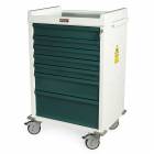 Harloff MR7K MR-Conditional Anesthesia Cart Seven Drawer with Key Lock.  Color shown is White body with Hammerton Green drawers.