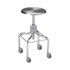 Pedigo P-1037-W/C-SS Adjustable Stainless Steel Stool with Stainless Steel Contoured Seat and Casters