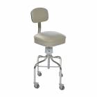 Pedigo Adjustable Stainless Steel Stool with Square Cushioned Seat, Backrest & Casters