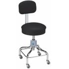 Pedigo Adjustable Round Seat Chrome Stool With Backrest & Casters