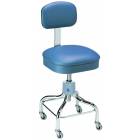 Pedigo Adjustable Square Seat Chrome Stool With Backrest & Casters