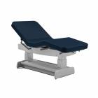 Oakworks PF400 Exam Table shown with Sapphire Fabric and Optional Gray Lacquer