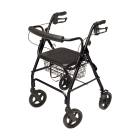 Lumex® RJ4805K Walkabout 4-Wheel Rollator, Contour Deluxe, Black - Front View