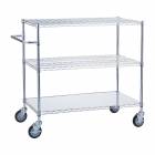 R&B Wire Triple Shelf Utility Cart, 36" L - with Solid Bottom Shelf