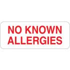 NO KNOWN ALLERGIES Label - Size 2 1/4"W x 7/8"H