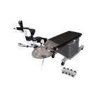 Surgical Tables Inc. UROMAX-4 UroMAX Urology/Lithotomy C-Arm Imaging Table, 4 Motion. The image depicts the Stirrups, Clamps, and Drain Loop Bag, which is sold separately.